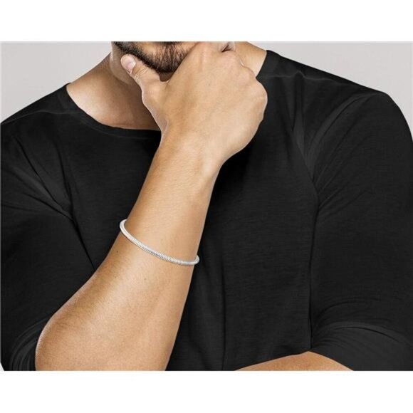 Miabella 925 Sterling Silver Snake Chain Bracelet Unisex Italian Jewelry 3mm - Picture 4 of 7